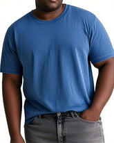 Men's Plus Size Round Neck Solid Color Washed Cotton Short Sleeve T-Shirt